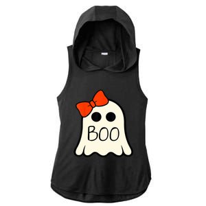 Cute Ghost With Bow Boo Halloween For Girls Ladies PosiCharge Tri-Blend Wicking Draft Hoodie Tank