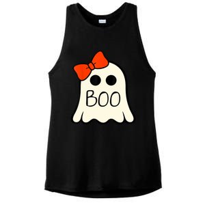 Cute Ghost With Bow Boo Halloween For Girls Ladies PosiCharge Tri-Blend Wicking Tank