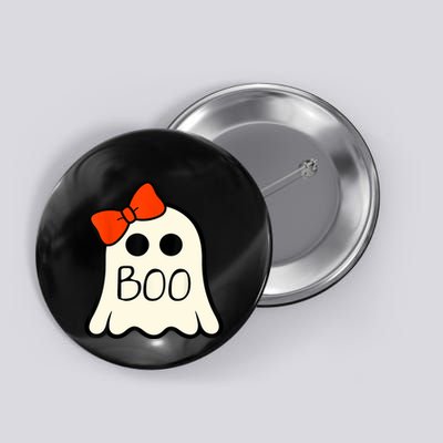 Cute Ghost With Bow Boo Halloween For Girls Button