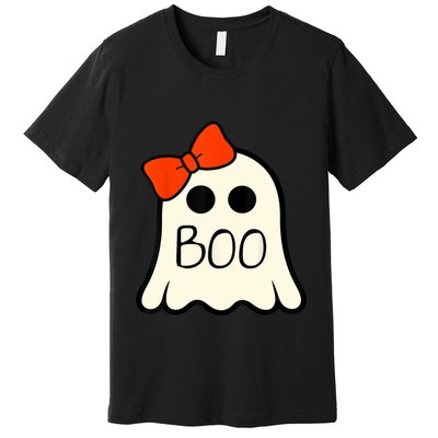 Cute Ghost With Bow Boo Halloween For Girls Premium T-Shirt
