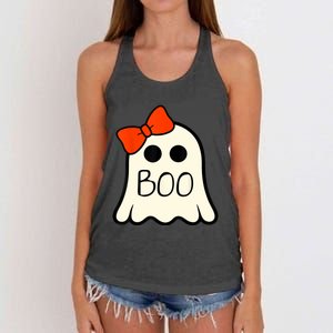 Cute Ghost With Bow Boo Halloween For Girls Women's Knotted Racerback Tank