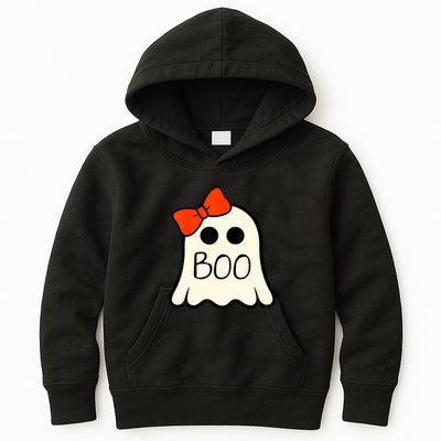 Cute Ghost With Bow Boo Halloween For Girls Kids Hoodie