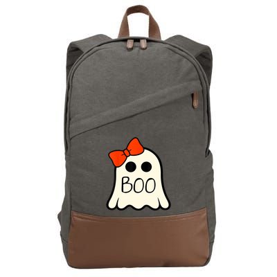 Cute Ghost With Bow Boo Halloween For Girls Cotton Canvas Backpack