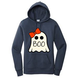 Cute Ghost With Bow Boo Halloween For Girls Women's Pullover Hoodie