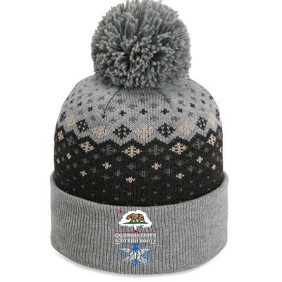 California Grown With Scottish Roots Funny Gift Scotland Gift The Baniff Cuffed Pom Beanie