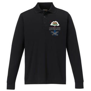 California Grown With Scottish Roots Funny Gift Scotland Gift Performance Long Sleeve Polo