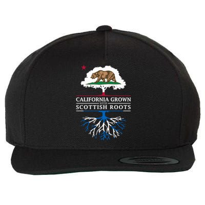 California Grown With Scottish Roots Funny Gift Scotland Gift Wool Snapback Cap