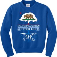 California Grown With Scottish Roots Funny Gift Scotland Gift Kids Sweatshirt