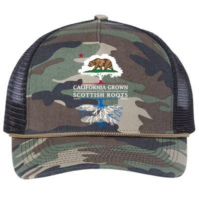 California Grown With Scottish Roots Funny Gift Scotland Gift Retro Rope Trucker Hat Cap