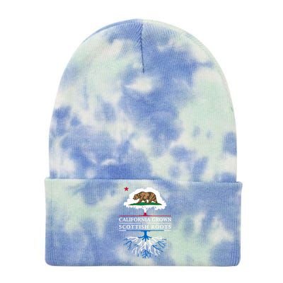 California Grown With Scottish Roots Funny Gift Scotland Gift Tie Dye 12in Knit Beanie