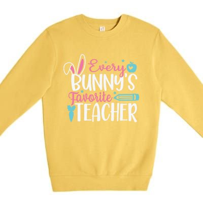 Cute Graphic With Funny Saying Every Bunnys Favorite Teacher Cool Gift Premium Crewneck Sweatshirt