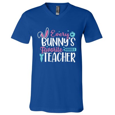 Cute Graphic With Funny Saying Every Bunnys Favorite Teacher Cool Gift V-Neck T-Shirt