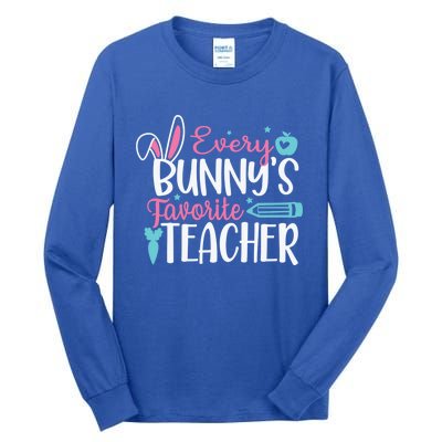 Cute Graphic With Funny Saying Every Bunnys Favorite Teacher Cool Gift Tall Long Sleeve T-Shirt