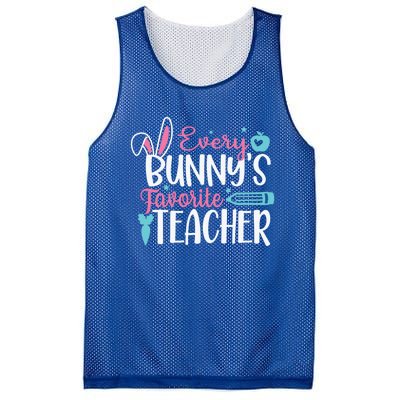 Cute Graphic With Funny Saying Every Bunnys Favorite Teacher Cool Gift Mesh Reversible Basketball Jersey Tank