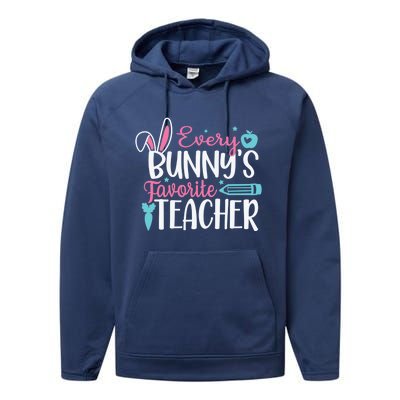 Cute Graphic With Funny Saying Every Bunnys Favorite Teacher Cool Gift Performance Fleece Hoodie