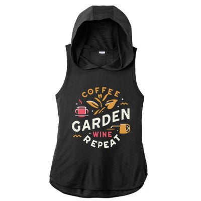 Coffee Garden Wine Repeat Ladies PosiCharge Tri-Blend Wicking Draft Hoodie Tank