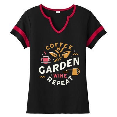 Coffee Garden Wine Repeat Ladies Halftime Notch Neck Tee