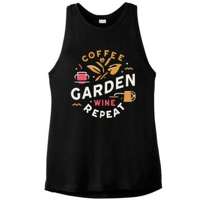 Coffee Garden Wine Repeat Ladies PosiCharge Tri-Blend Wicking Tank