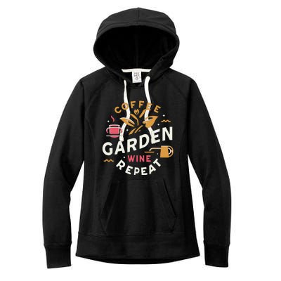 Coffee Garden Wine Repeat Women's Fleece Hoodie