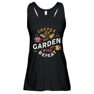 Coffee Garden Wine Repeat Ladies Essential Flowy Tank