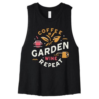 Coffee Garden Wine Repeat Women's Racerback Cropped Tank