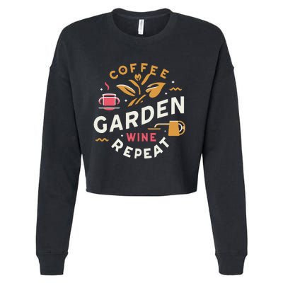 Coffee Garden Wine Repeat Cropped Pullover Crew