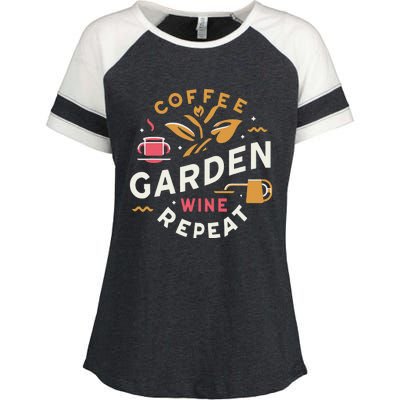 Coffee Garden Wine Repeat Enza Ladies Jersey Colorblock Tee