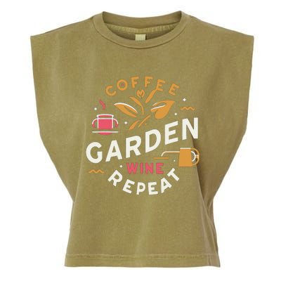 Coffee Garden Wine Repeat Garment-Dyed Women's Muscle Tee