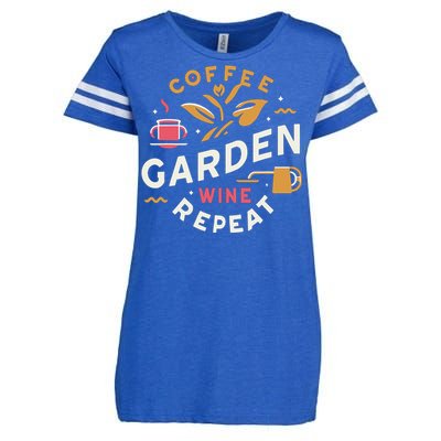 Coffee Garden Wine Repeat Enza Ladies Jersey Football T-Shirt