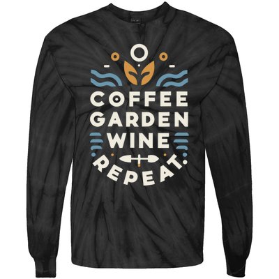 Coffee Garden Wine Repeat Tie-Dye Long Sleeve Shirt