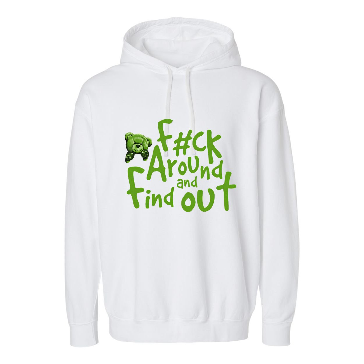 Chlorophyll Green White Color Match Garment-Dyed Fleece Hoodie