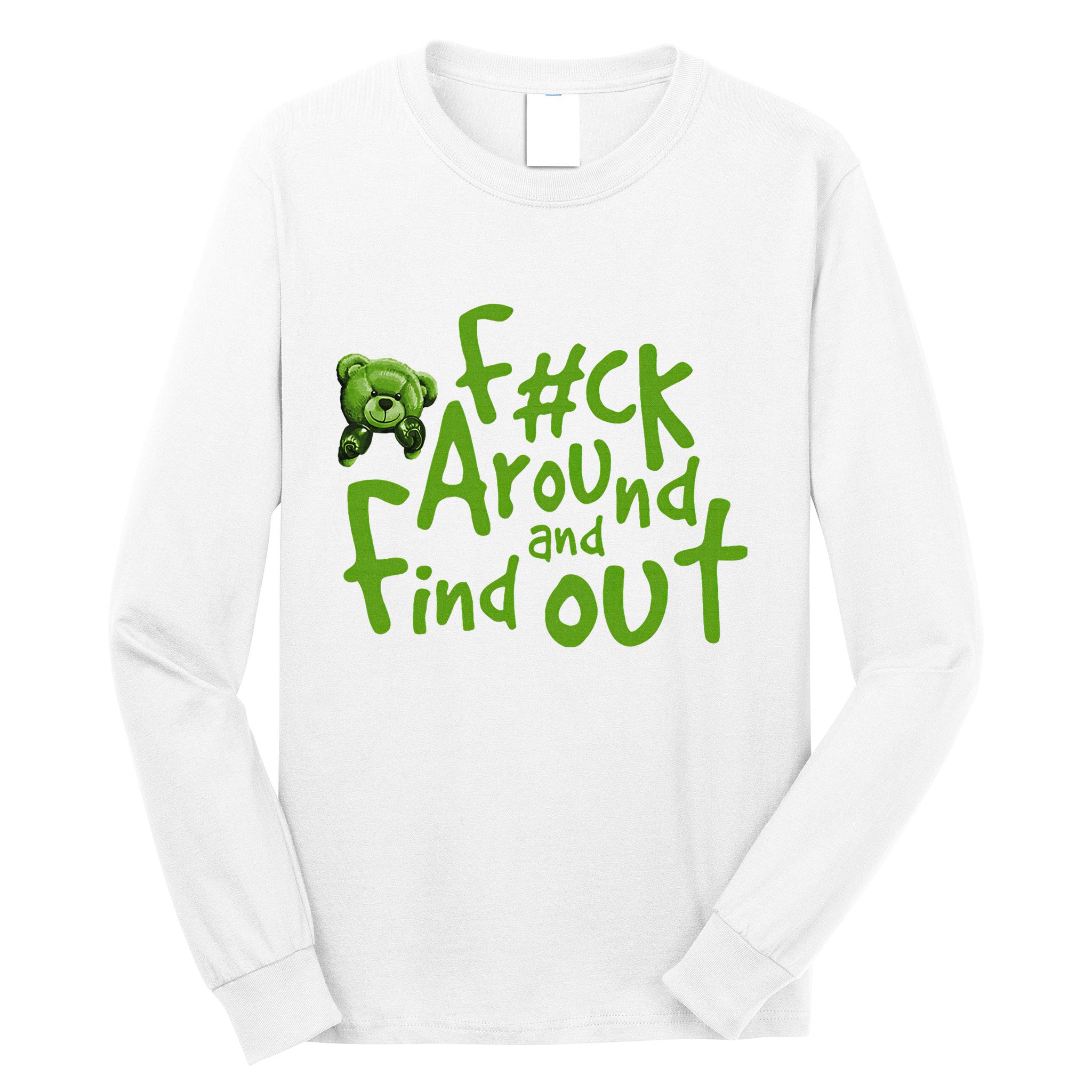 Chlorophyll Green White Color Match Long Sleeve Shirt