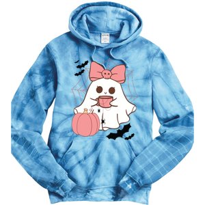 Cute Ghost With Pumpkin And Bow Tie Dye Hoodie