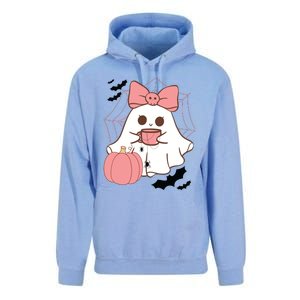 Cute Ghost With Pumpkin And Bow Unisex Surf Hoodie