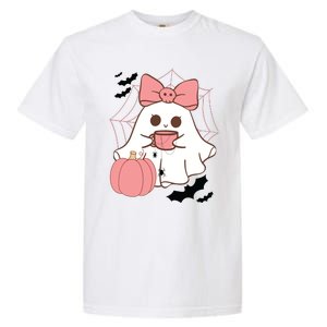 Cute Ghost With Pumpkin And Bow Garment-Dyed Heavyweight T-Shirt