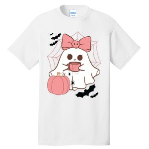 Cute Ghost With Pumpkin And Bow Tall T-Shirt