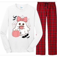 Cute Ghost With Pumpkin And Bow Long Sleeve Pajama Set