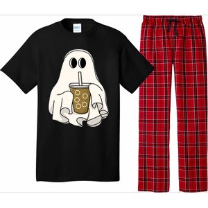 Cute Ghost With Coffee Funny Halloween Spooky Coffee Lovers Gift Pajama Set