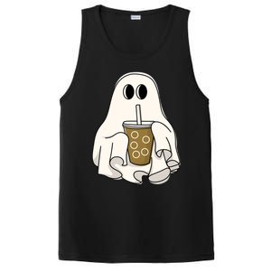 Cute Ghost With Coffee Funny Halloween Spooky Coffee Lovers Gift PosiCharge Competitor Tank