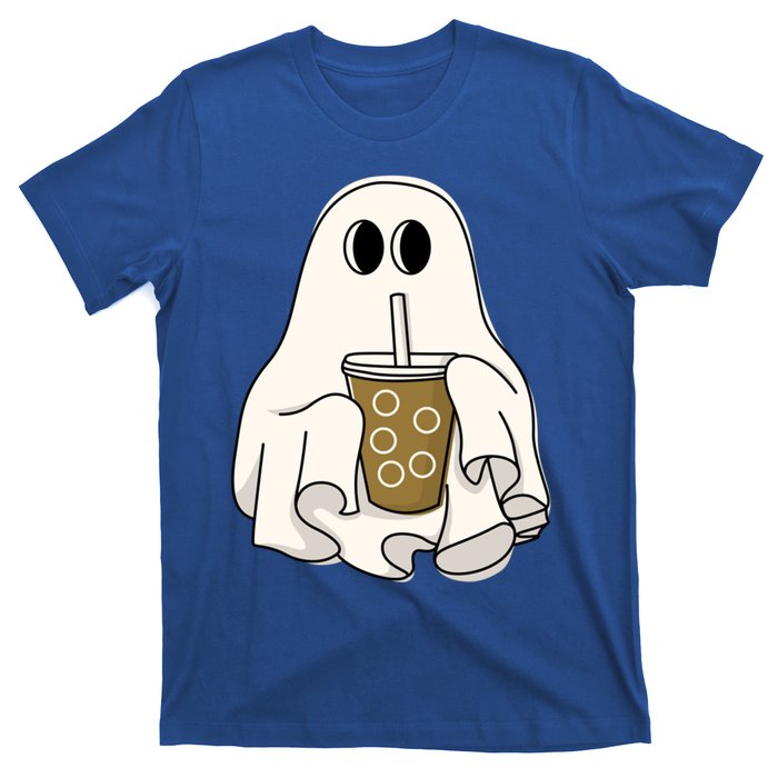 Cute Ghost With Coffee Funny Halloween Spooky Coffee Lovers Gift T-Shirt