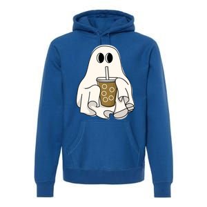 Cute Ghost With Coffee Funny Halloween Spooky Coffee Lovers Gift Premium Hoodie