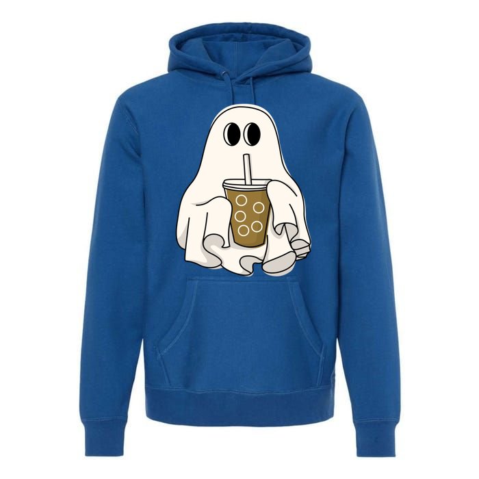 Cute Ghost With Coffee Funny Halloween Spooky Coffee Lovers Gift Premium Hoodie