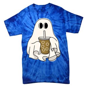 Cute Ghost With Coffee Funny Halloween Spooky Coffee Lovers Gift Tie-Dye T-Shirt