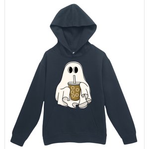 Cute Ghost With Coffee Funny Halloween Spooky Coffee Lovers Gift Urban Pullover Hoodie