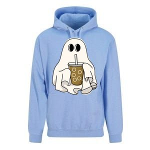 Cute Ghost With Coffee Funny Halloween Spooky Coffee Lovers Gift Unisex Surf Hoodie