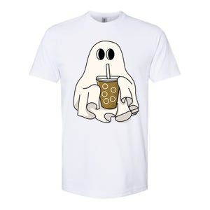 Cute Ghost With Coffee Funny Halloween Spooky Coffee Lovers Gift Softstyle CVC T-Shirt