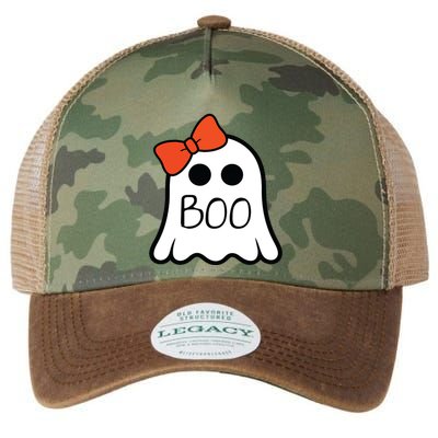 Cute Ghost With Bow Boo Halloween For Girls Kids Legacy Tie Dye Trucker Hat