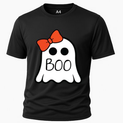 Cute Ghost With Bow Boo Halloween For Girls Kids Performance Shirt
