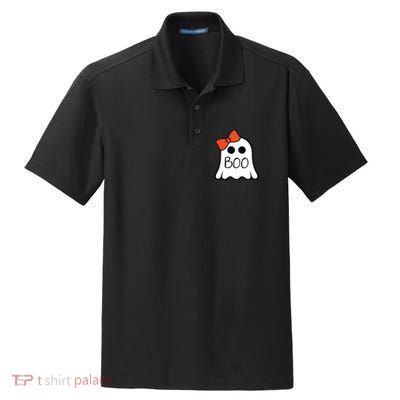 Cute Ghost With Bow Boo Halloween For Girls Kids Dry Zone Grid Polo