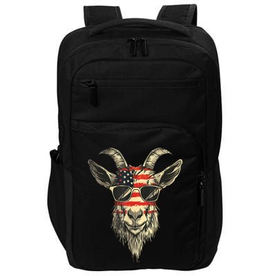 Cool Goat With Sunglasses And Usa Flag Impact Tech Backpack